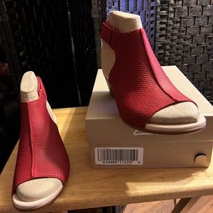 Clarks Red Leather Slingbacks